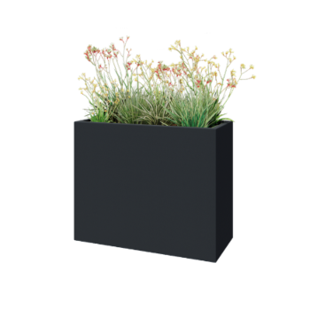 Fiberglas Pflanzkübel - Rechteck - 100 x 40 x 80 cm - RAL7021 matte (schwarzgrau) - Mit Boden