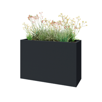 Fiberglas Pflanzkübel - Rechteck - 120 x 40 x 80 cm - RAL7021 matte (schwarzgrau) - Mit Boden