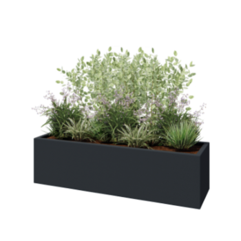 Fiberglas Pflanzkübel - Rechteck - 150 x 40 x 40 cm - RAL7021 matte (schwarzgrau) - Mit Boden