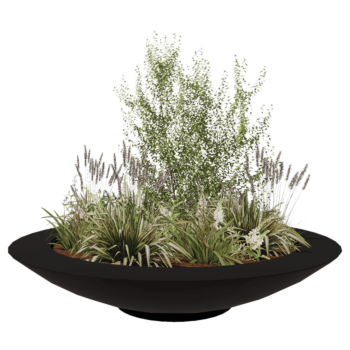 Fiberglas Pflanzkübel - Schale - Ø 200 x 40 cm - RAL9005 matte (Schwarz) - Mit Boden