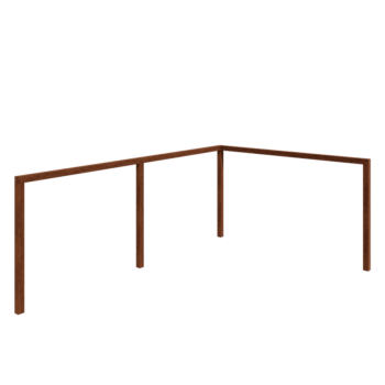 Cortenstahl Pergola - Eck - 600 x 412 x 242 cm - Ohne Betonsockel