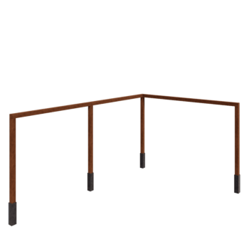 Cortenstahl Pergola - Eck - 600 x 412 x 242 cm - Mit Betonsockel