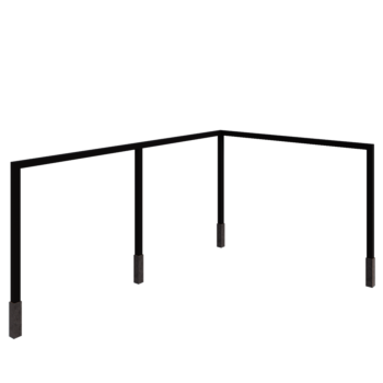 Pergola aus Stahl - Eck - 600 x 412 x 230 cm - RAL9005 matte (schwarz) - Mit Betonsockel
