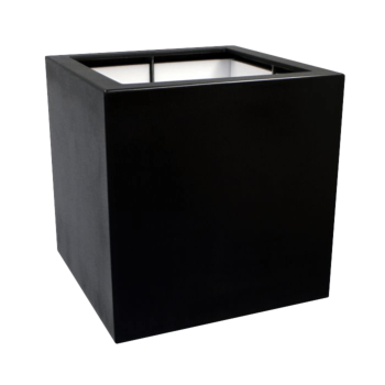 Fiberglas Pflanzkübel - Viereck - 100 x 100 x 100 cm - RAL9005 matte (Schwarz) - Mit Boden