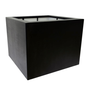 Fiberglas Pflanzkübel - Viereck - 100 x 100 x 80 cm - RAL9005 matte (Schwarz) - Mit Boden