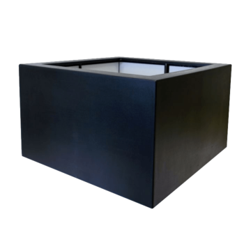 Fiberglas Pflanzkübel - Viereck - 120 x 120 x 60 cm - RAL9005 matte (Schwarz) - Mit Boden