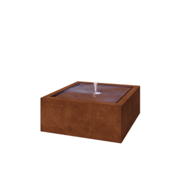 Cortenstahl Wassertisch - Lyra - 100 x 100 x 40 cm - Mit LED-Beleuchtung