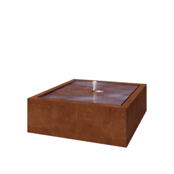 Cortenstahl Wassertisch - Lyra - 120 x 120 x 40 cm - Mit LED-Beleuchtung