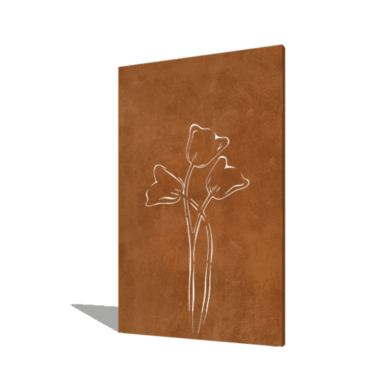 Cortenstahl-Paneel Tulpe symmetrisch 120 x 6 x 190 cm