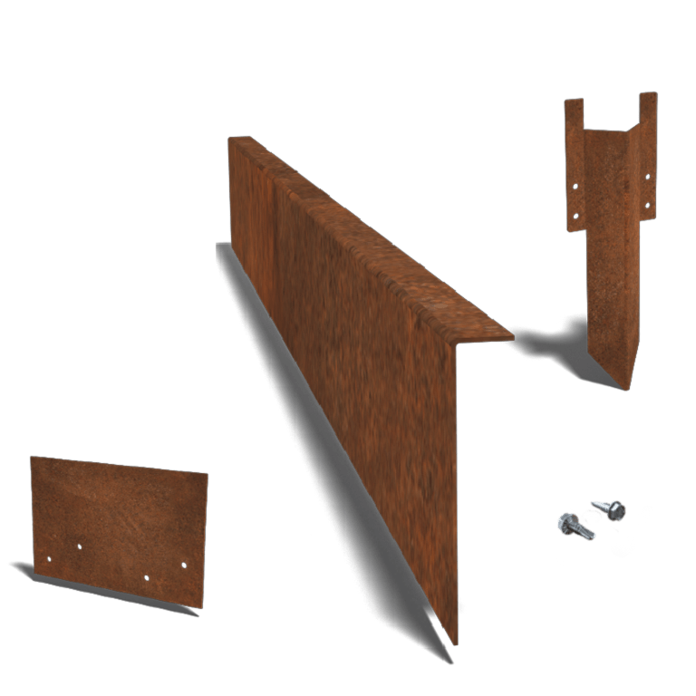 Rasenkante gebogen aus Cortenstahl 12 cm kompletter Satz pro 24 meter