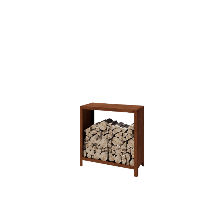 Holzlager aus Cortenstahl Indiana 100 x 100 x 40 cm