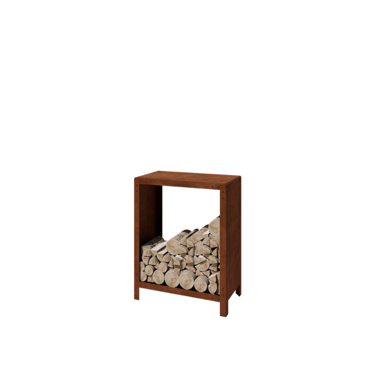 Holzlager aus Cortenstahl Indiana 100 x 80 x 40 cm