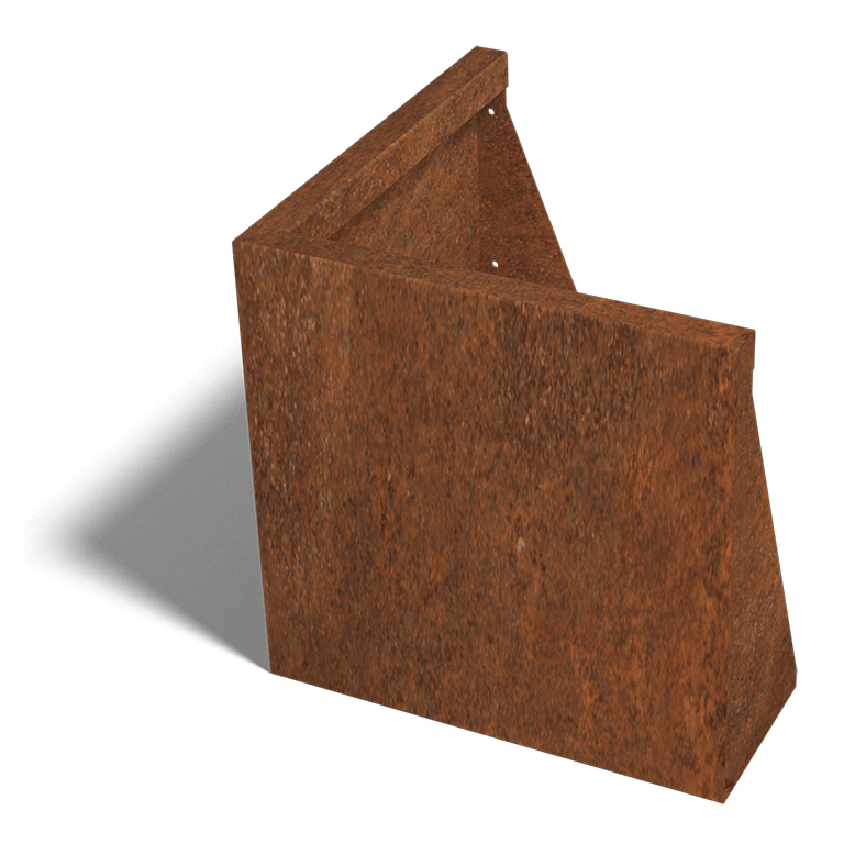 Außenecke der Stützwand aus Cortenstahl 50 x 50 cm (Höhe 50 cm)