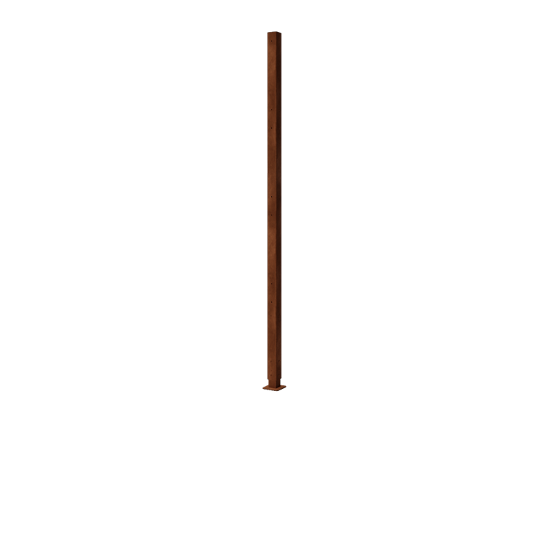 Cortenstahl-Eckpfosten mit Grundplatte 190 x 6 x 3 cm