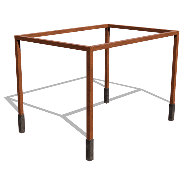 Viereckige Pergola aus Cortenstahl 424 x 300 cm