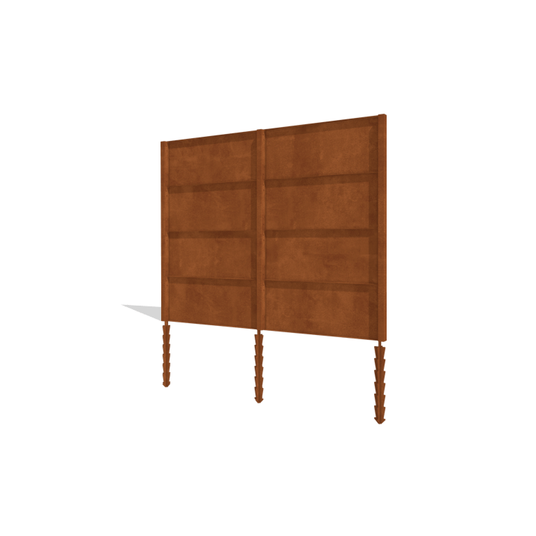Sichtschutzzaun aus Cortenstahl H4 Komplettsatz 258 cm