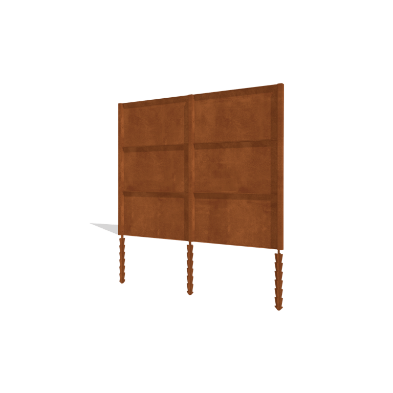 Cortenstahl Sichtschutzzaun H3 - Kompletter Satz - 258 x 6 x 190 cm