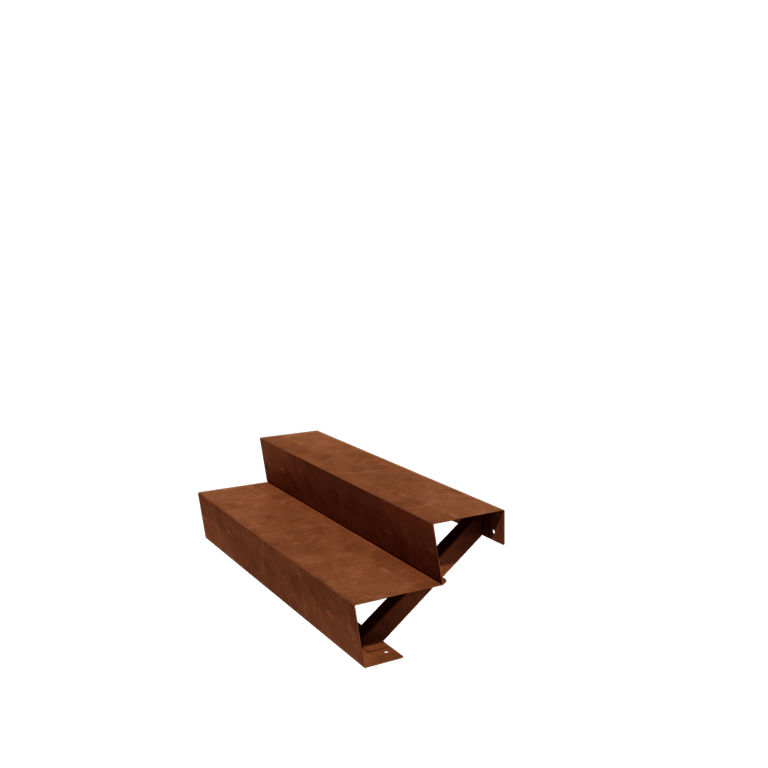 Cortenstahl Außentreppe - 2-Stufige - 48 x 120 x 34 cm
