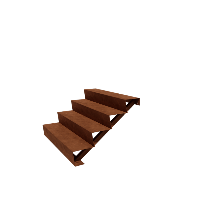 Cortenstahl Außentreppe - 4-Stufige - 48 x 120 x 68 cm