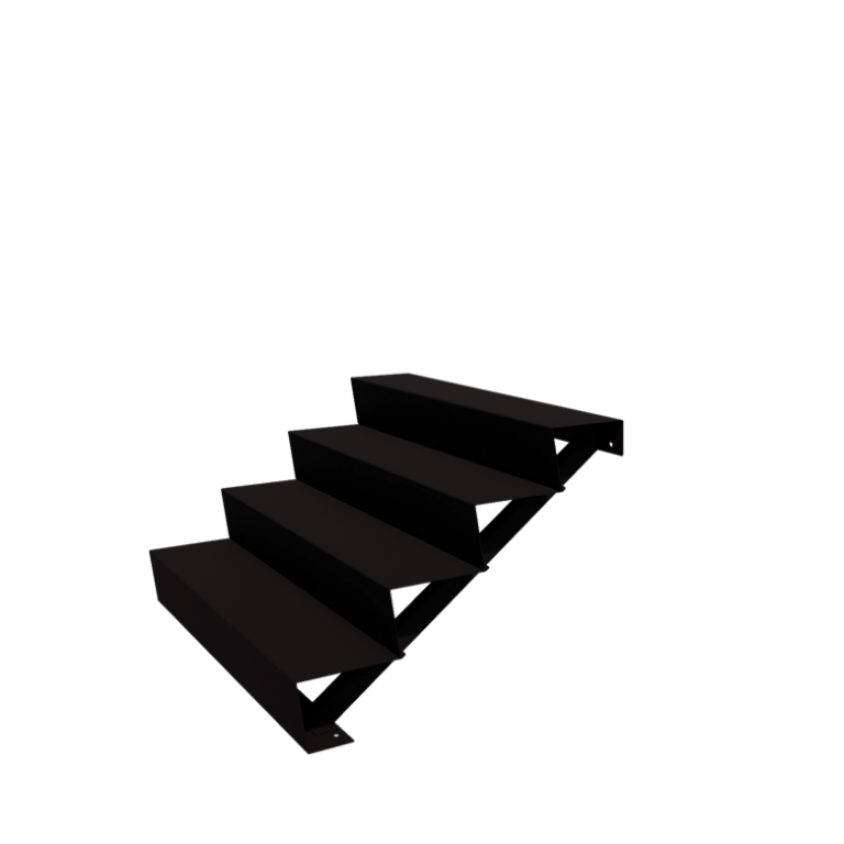 Außentreppe aus Stahl - 4-Stufige - 96 x 120 x 68 cm - RAL9005 matte (schwarz)