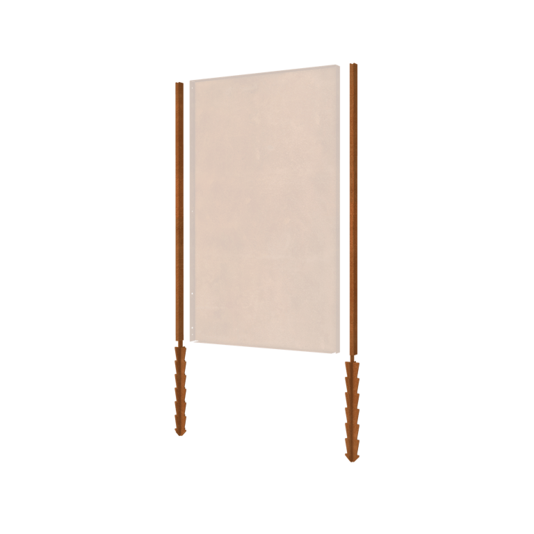 Pfosten aus Cortenstahl mit Erdspieß 190 x 6 x 3 cm