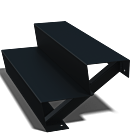 Schwarze Treppe New York 2-stufige (Breite 1000mm)