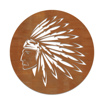 Wanddekoration aus Cortenstahl Indianer