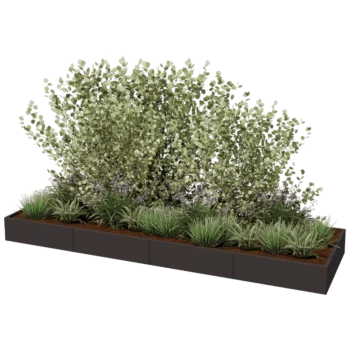 Hochbeet XXL aus Stahl - Rechteckig - 400 x 120 x 80 cm - RAL9010 matte (weiß) - Mit Bodenplatte