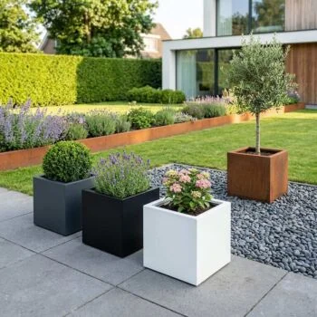 Pflanzkübel aus Stahl - Viereckig - 40 x 40 x 60 cm - RAL9005 matte (schwarz) - Ohne Bodenplatte