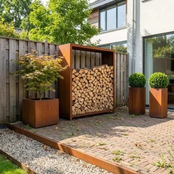 Cortenstahl Holzlager - Indiana - 120 x 40 x 180 cm