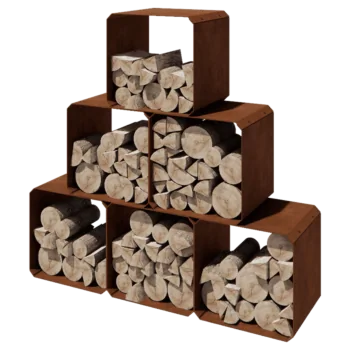 Cortenstahl Holzlager - Colorado 6 Stück - 40 x 40 x 40 cm