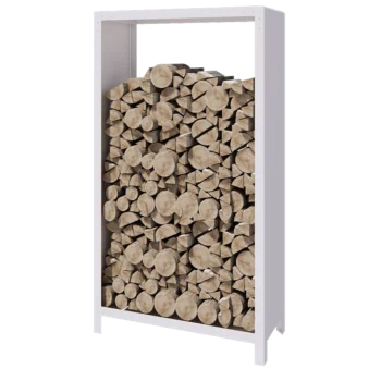 Holzlager aus Stahl - Indiana - 100 x 40 x 180 cm - RAL9010 matte (weiß)