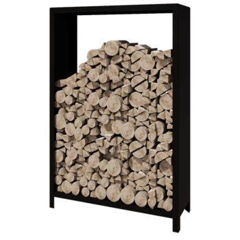 Holzlager aus Stahl - Indiana - 120 x 40 x 180 cm - RAL9005 matte (schwarz)