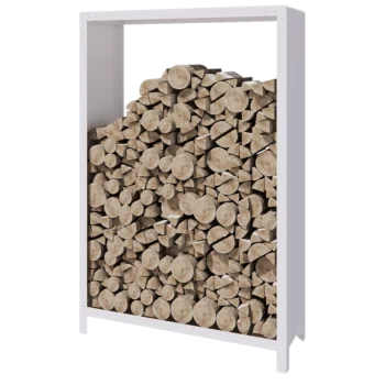 Holzlager aus Stahl - Indiana - 120 x 40 x 180 cm - RAL9010 matte (weiß)