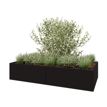 Hochbeet XXL aus Stahl - Rechteckig - 200 x 100 x 40 cm - RAL9005 matte (schwarz) - Mit Bodenplatte