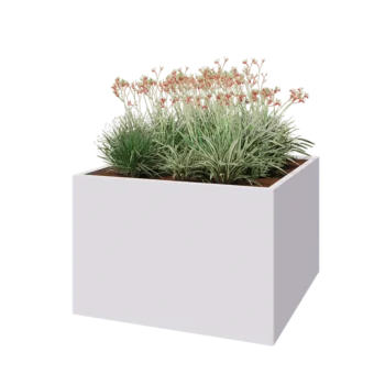 Pflanzkübel aus Stahl - Viereckig - 120 x 120 x 80 cm - RAL9010 matte (weiß) - Ohne Bodenplatte