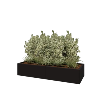 Hochbeet XXL aus Stahl - Rechteckig - 160 x 60 x 30 cm - RAL9005 matte (schwarz) - Mit Bodenplatte