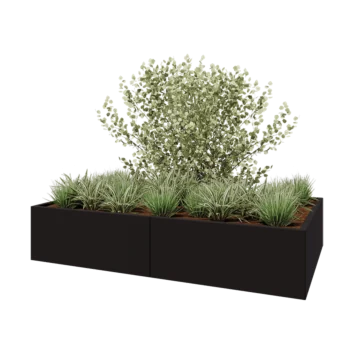 Hochbeet XXL aus Stahl - Rechteckig - 200 x 120 x 40 cm - RAL9005 matte (schwarz) - Ohne Bodenplatte