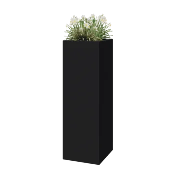 Fiberglas Pflanzkübel - Viereck - 40 x 40 x 120 cm - RAL7021 matte (schwarzgrau) - Mit Boden