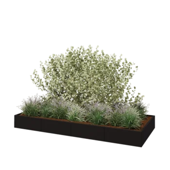 Hochbeet XXL aus Stahl - Rechteckig - 320 x 120 x 30 cm - RAL9005 matte (schwarz) - Mit Bodenplatte