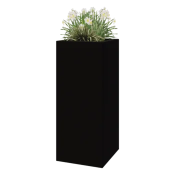 Fiberglas Pflanzkübel - Viereck - 50 x 50 x 120 cm - RAL9005 matte (Schwarz) - Mit Boden