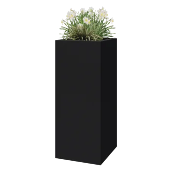 Fiberglas Pflanzkübel - Viereck - 50 x 50 x 120 cm - RAL7021 matte (schwarzgrau) - Mit Boden