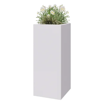 Fiberglas Pflanzkübel - Viereck - 50 x 50 x 120 cm - RAL9010 matte (Weiß) - Mit Boden