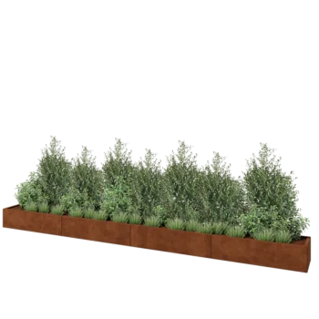 Cortenstahl Hochbeet XXL - Rechteckig - 480 x 40 x 30 cm - Mit Bodenplatte