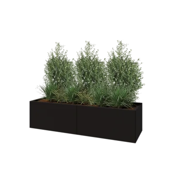 Hochbeet XXL aus Stahl - Rechteckig - 160 x 50 x 40 cm - RAL9005 matte (schwarz) - Mit Bodenplatte