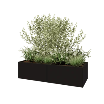 Hochbeet XXL aus Stahl - Rechteckig - 160 x 60 x 40 cm - RAL9005 matte (schwarz) - Mit Bodenplatte