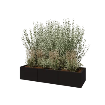 Hochbeet XXL aus Stahl - Rechteckig - 150 x 50 x 30 cm - RAL9005 matte (schwarz) - Ohne Bodenplatte