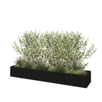 Hochbeet XXL aus Stahl - Rechteckig - 320 x 60 x 40 cm - RAL9005 matte (schwarz) - Mit Bodenplatte