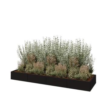 Hochbeet XXL aus Stahl - Rechteckig - 320 x 80 x 30 cm - RAL9005 matte (schwarz) - Mit Bodenplatte