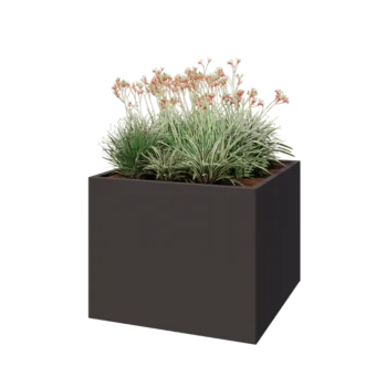Pflanzkübel aus Stahl - Viereckig - 100 x 100 x 80 cm - RAL7016 matte (anthrazitgrau) - Mit Bodenplatte